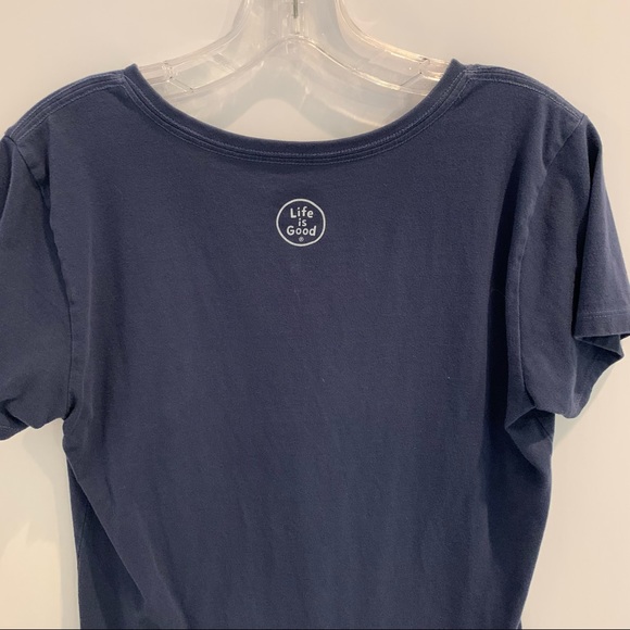 Life Is Good classic fit tee, size medium, color navy blue, V-neck, 100% cotton - Picture 6 of 7